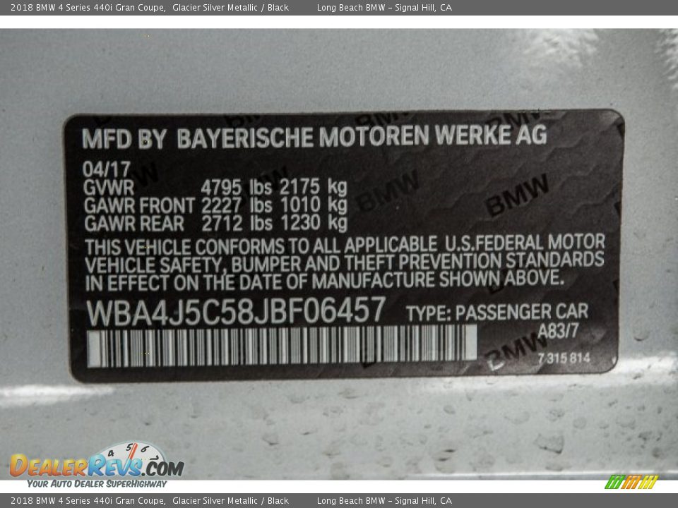 2018 BMW 4 Series 440i Gran Coupe Glacier Silver Metallic / Black Photo #16
