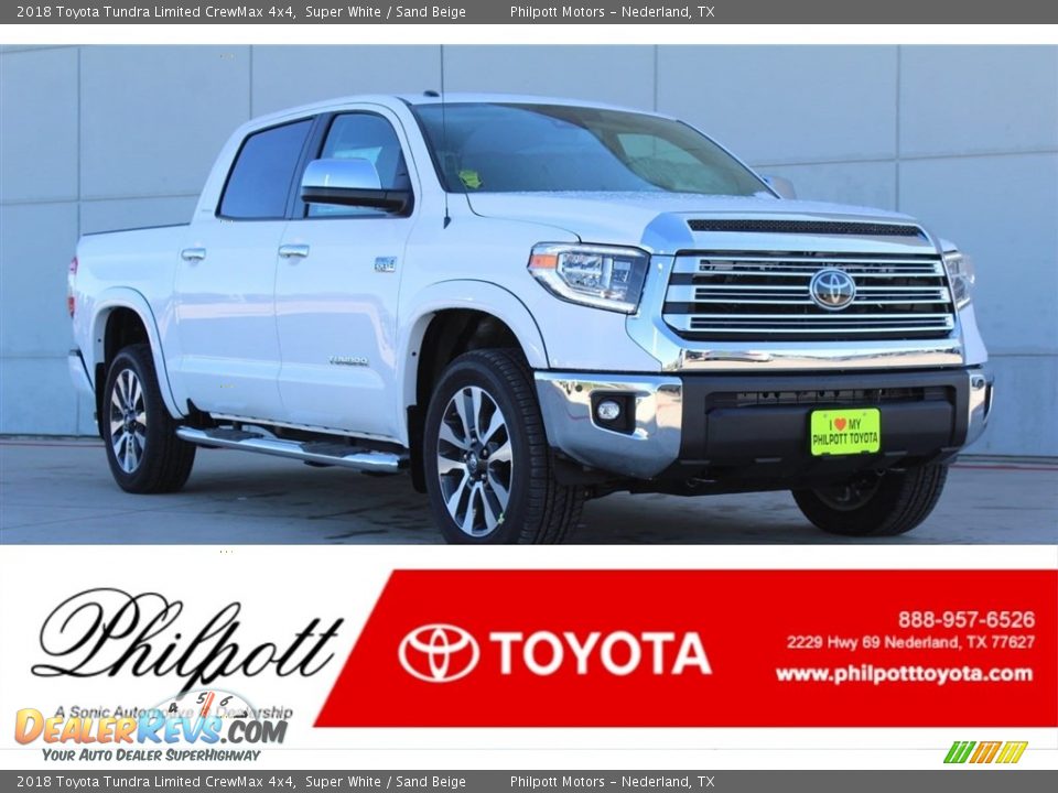 2018 Toyota Tundra Limited CrewMax 4x4 Super White / Sand Beige Photo #1