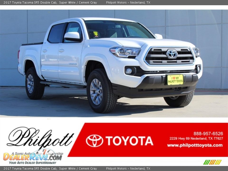 2017 Toyota Tacoma SR5 Double Cab Super White / Cement Gray Photo #1