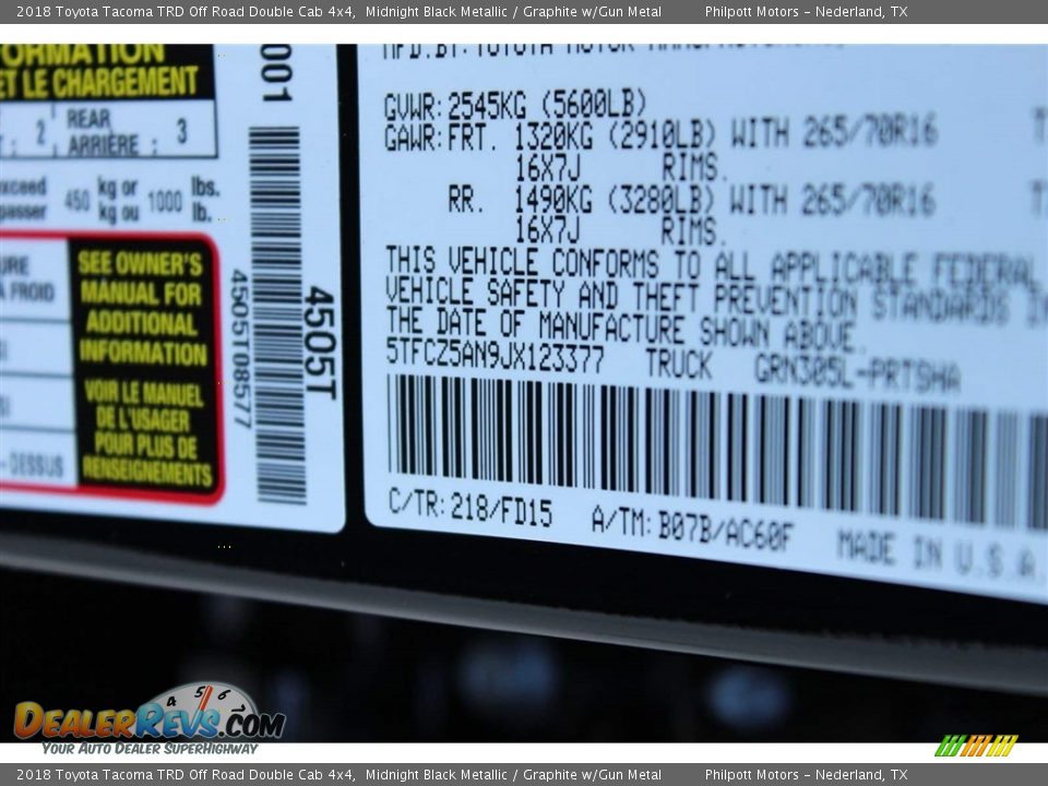 2018 Toyota Tacoma TRD Off Road Double Cab 4x4 Midnight Black Metallic / Graphite w/Gun Metal Photo #31
