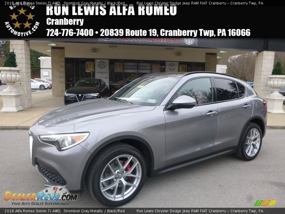 2018 Alfa Romeo Stelvio Ti AWD Stromboli Gray Metallic / Black/Red Photo #1