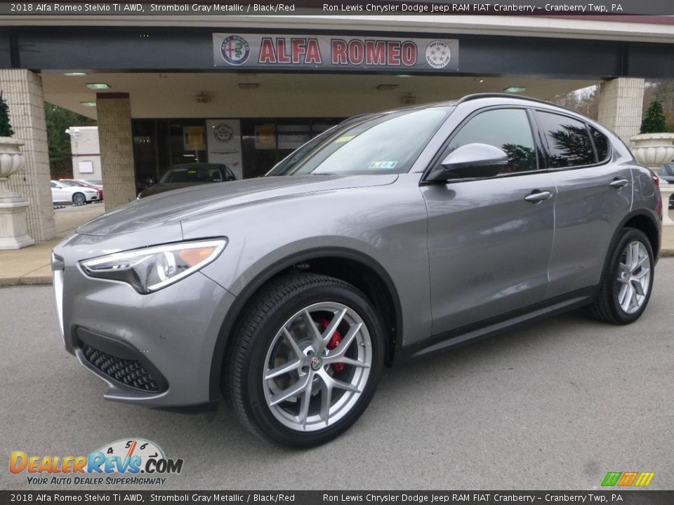 2018 Alfa Romeo Stelvio Ti AWD Stromboli Gray Metallic / Black/Red Photo #2