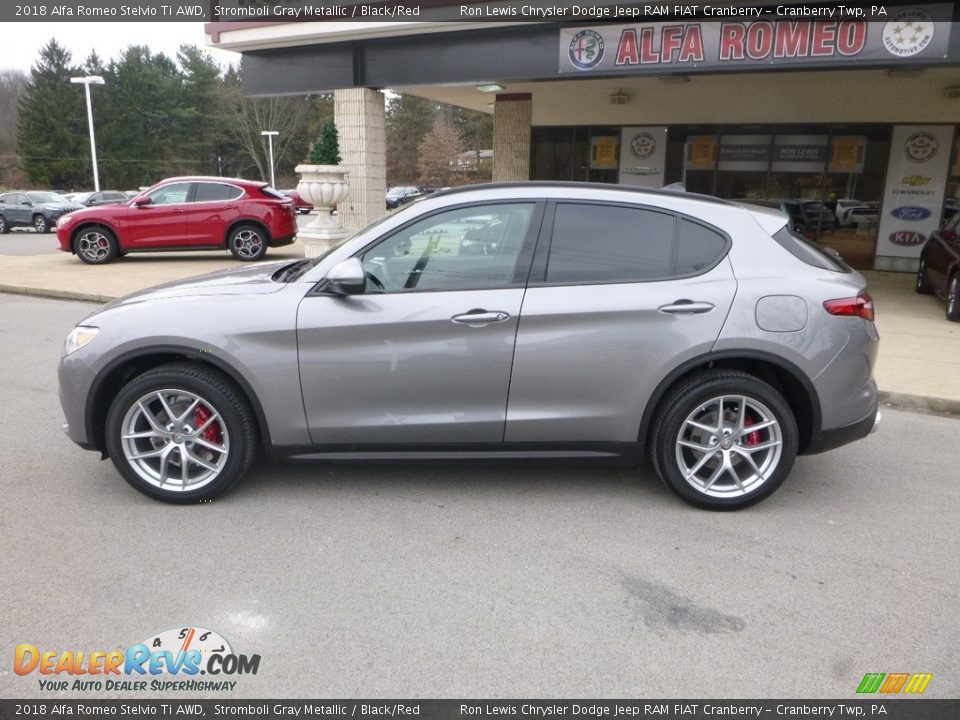 2018 Alfa Romeo Stelvio Ti AWD Stromboli Gray Metallic / Black/Red Photo #3