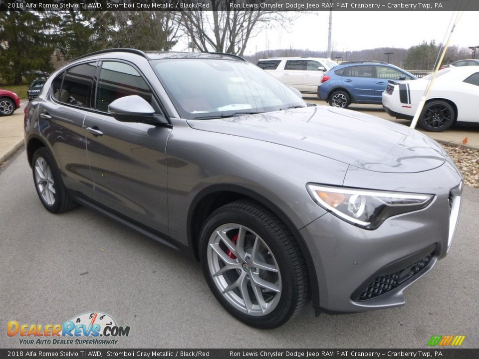 2018 Alfa Romeo Stelvio Ti AWD Stromboli Gray Metallic / Black/Red Photo #10