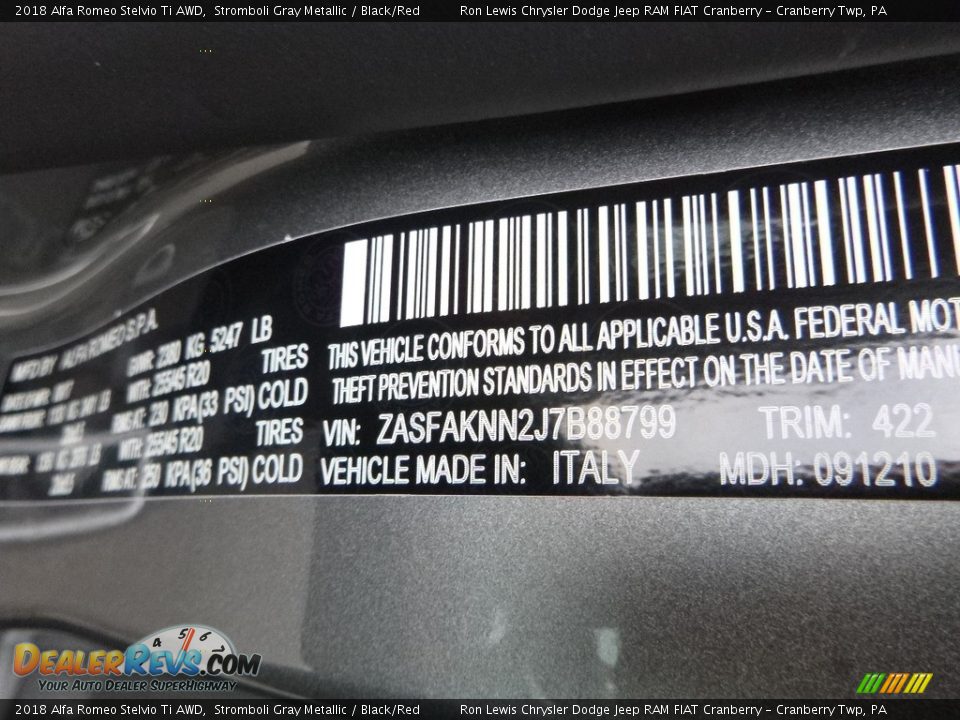 2018 Alfa Romeo Stelvio Ti AWD Stromboli Gray Metallic / Black/Red Photo #22