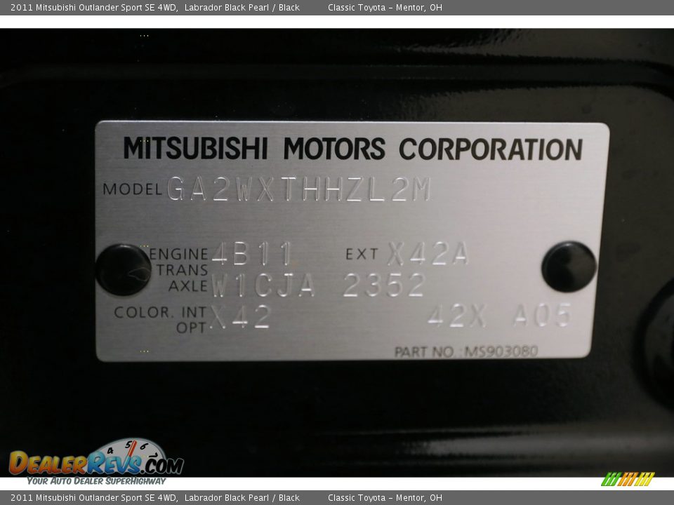 2011 Mitsubishi Outlander Sport SE 4WD Labrador Black Pearl / Black Photo #17