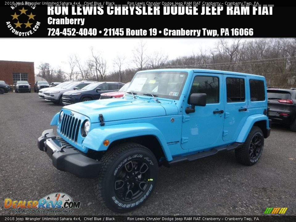 2018 Jeep Wrangler Unlimited Sahara 4x4 Chief Blue / Black Photo #1