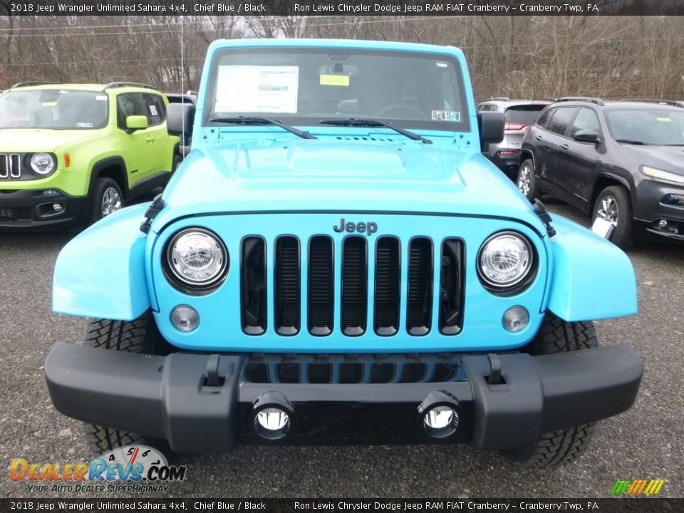 2018 Jeep Wrangler Unlimited Sahara 4x4 Chief Blue / Black Photo #8