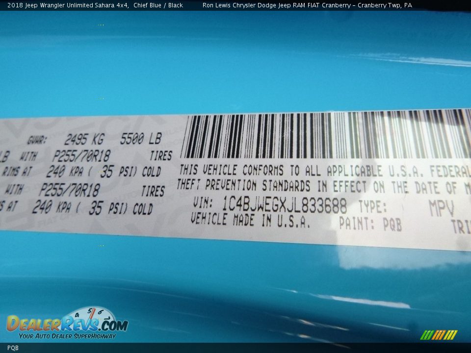 Jeep Color Code PQB Chief Blue