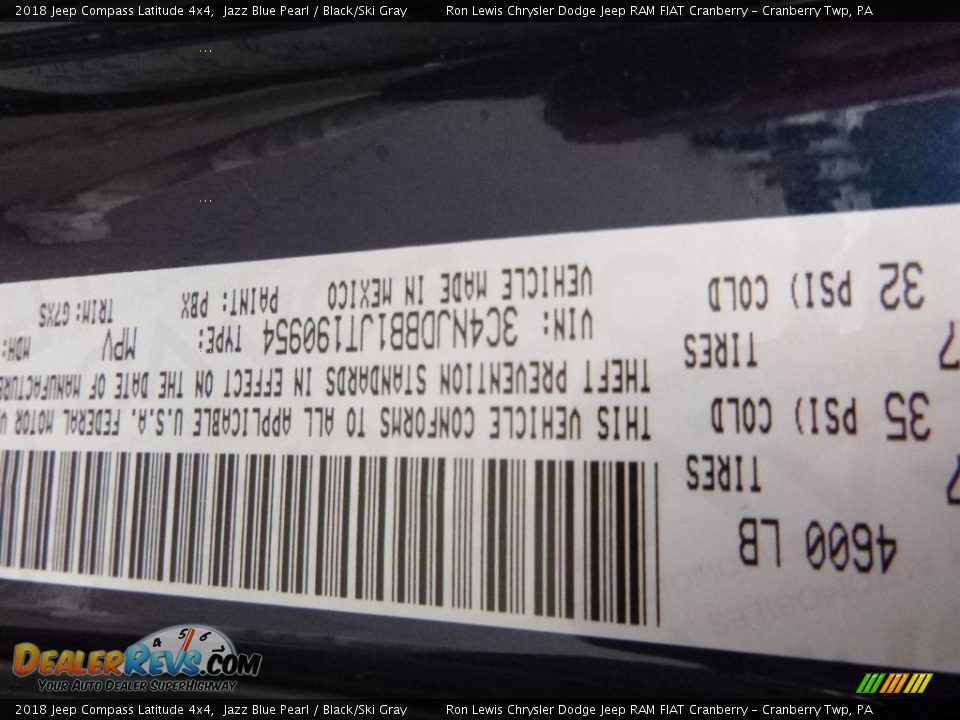 2018 Jeep Compass Latitude 4x4 Jazz Blue Pearl / Black/Ski Gray Photo #14