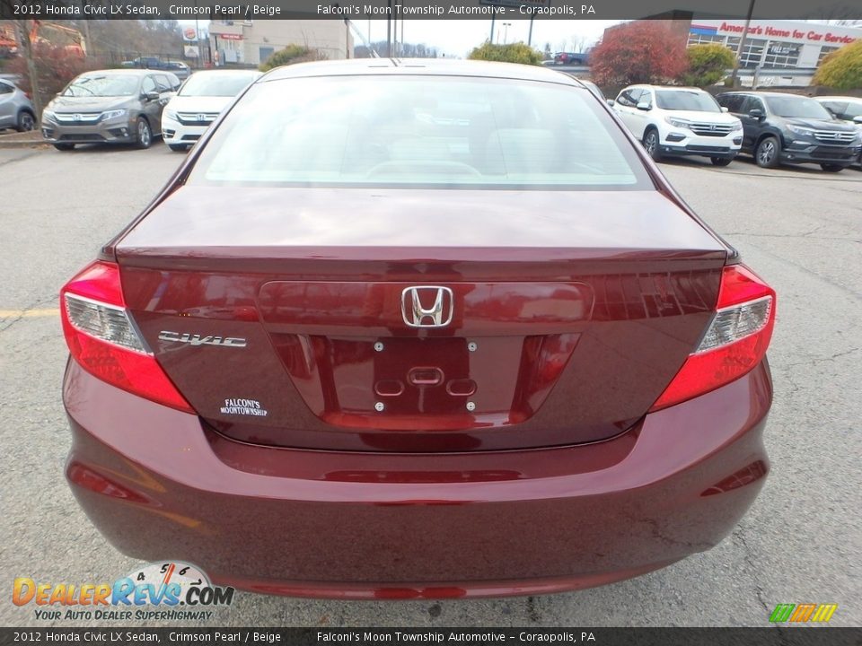 2012 Honda Civic LX Sedan Crimson Pearl / Beige Photo #4