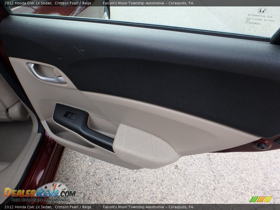 2012 Honda Civic LX Sedan Crimson Pearl / Beige Photo #14