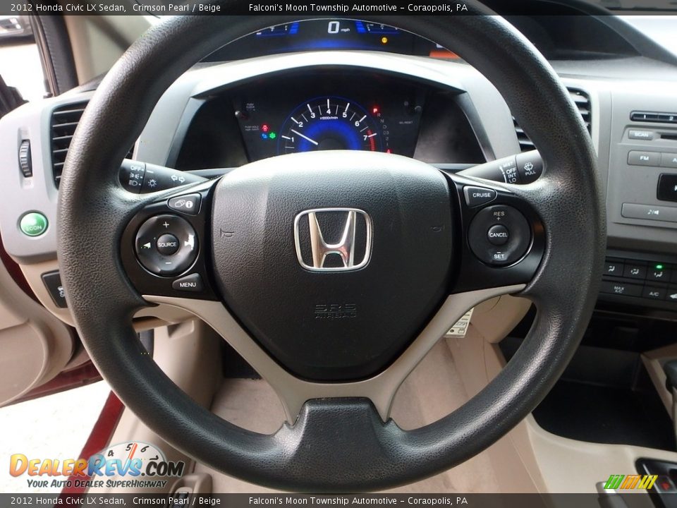 2012 Honda Civic LX Sedan Crimson Pearl / Beige Photo #22