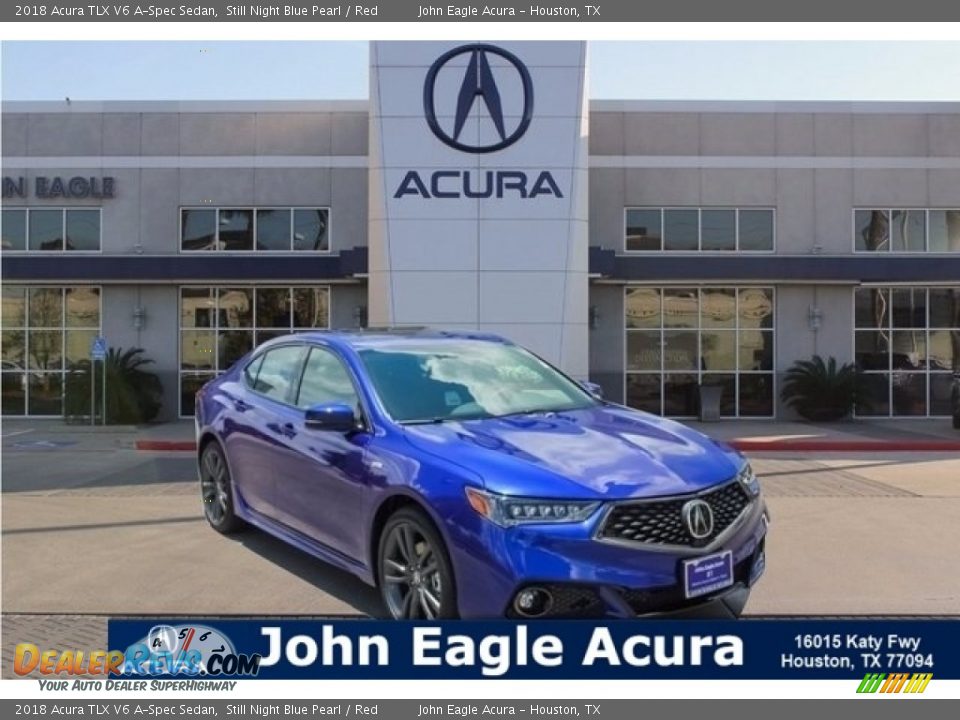 2018 Acura TLX V6 A-Spec Sedan Still Night Blue Pearl / Red Photo #1