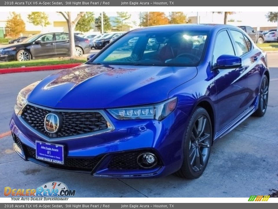 2018 Acura TLX V6 A-Spec Sedan Still Night Blue Pearl / Red Photo #3