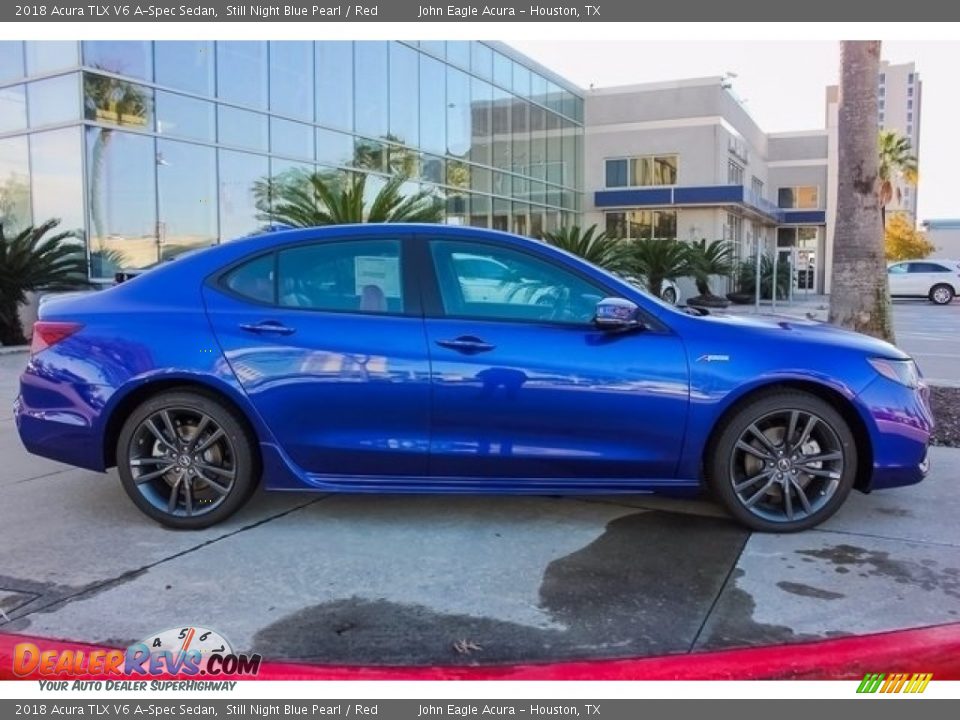 2018 Acura TLX V6 A-Spec Sedan Still Night Blue Pearl / Red Photo #8