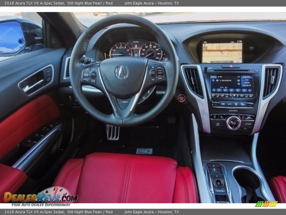 2018 Acura TLX V6 A-Spec Sedan Still Night Blue Pearl / Red Photo #26