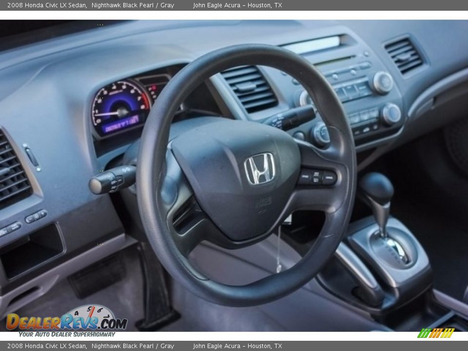 2008 Honda Civic LX Sedan Nighthawk Black Pearl / Gray Photo #32