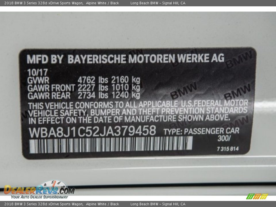 2018 BMW 3 Series 328d xDrive Sports Wagon Alpine White / Black Photo #12