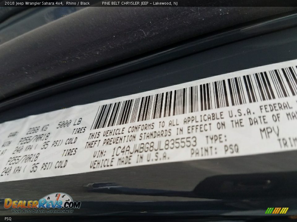 Jeep Color Code PSQ Rhino