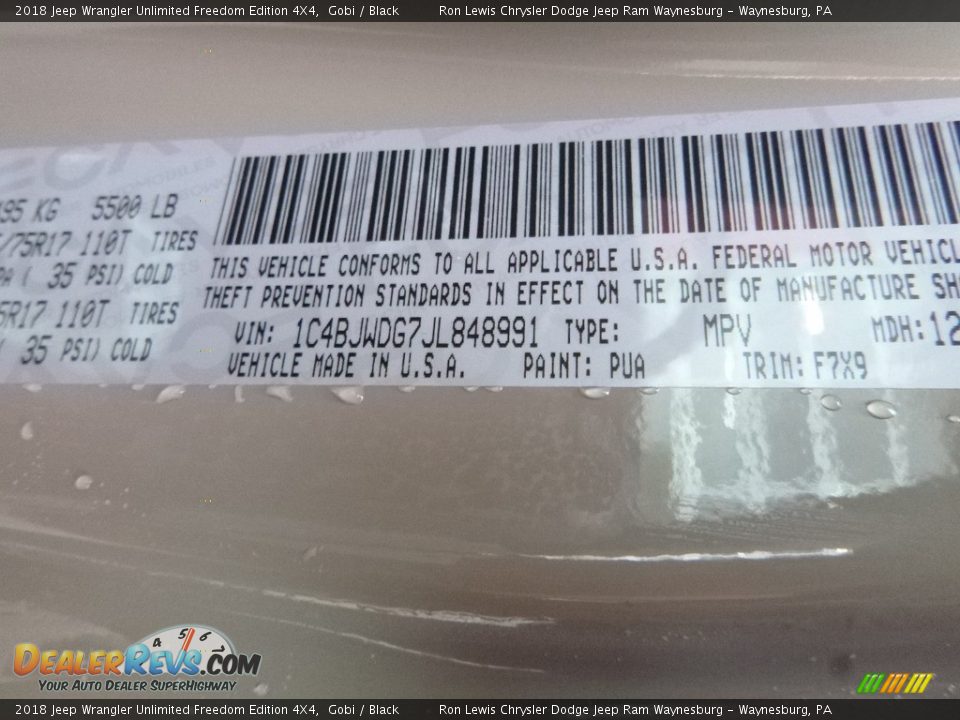 2018 Jeep Wrangler Unlimited Freedom Edition 4X4 Gobi / Black Photo #14