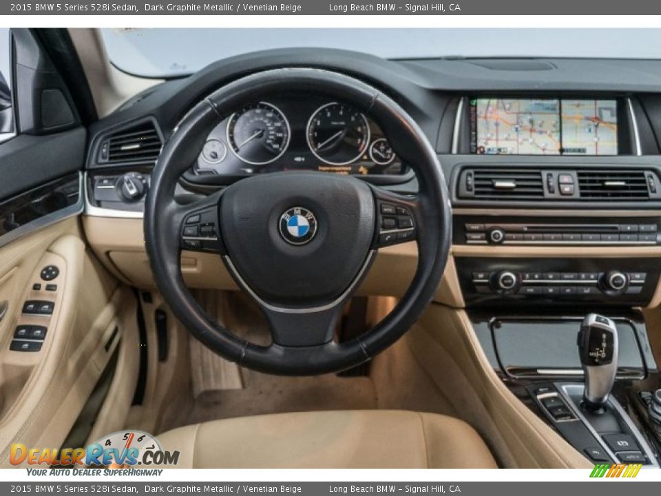 2015 BMW 5 Series 528i Sedan Dark Graphite Metallic / Venetian Beige Photo #4