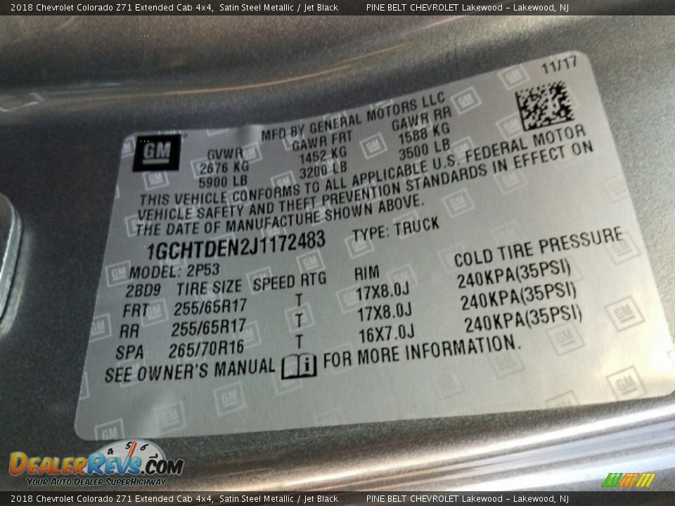 2018 Chevrolet Colorado Z71 Extended Cab 4x4 Satin Steel Metallic / Jet Black Photo #8