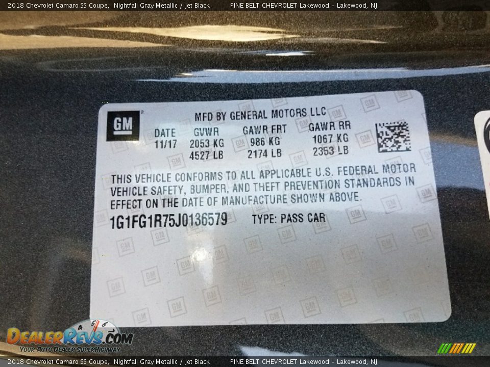 2018 Chevrolet Camaro SS Coupe Nightfall Gray Metallic / Jet Black Photo #8