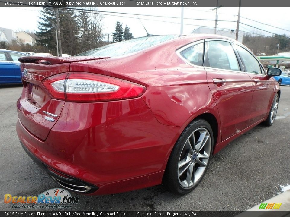 2016 Ford Fusion Titanium AWD Ruby Red Metallic / Charcoal Black Photo #5