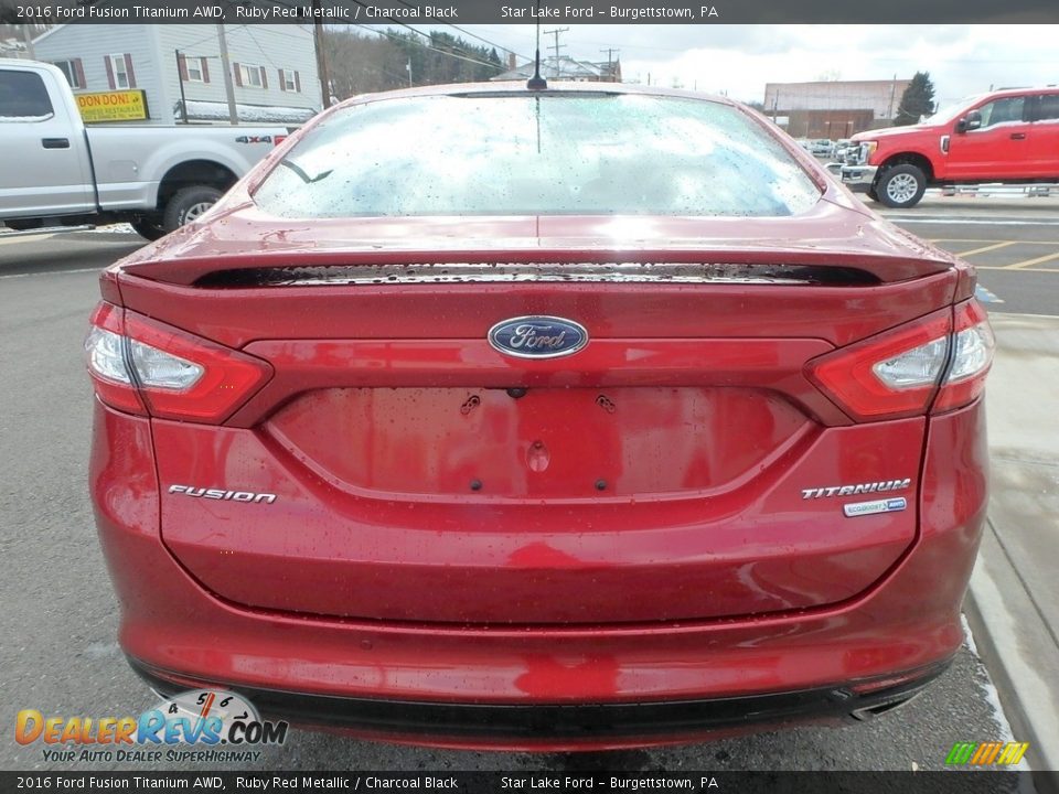 2016 Ford Fusion Titanium AWD Ruby Red Metallic / Charcoal Black Photo #6