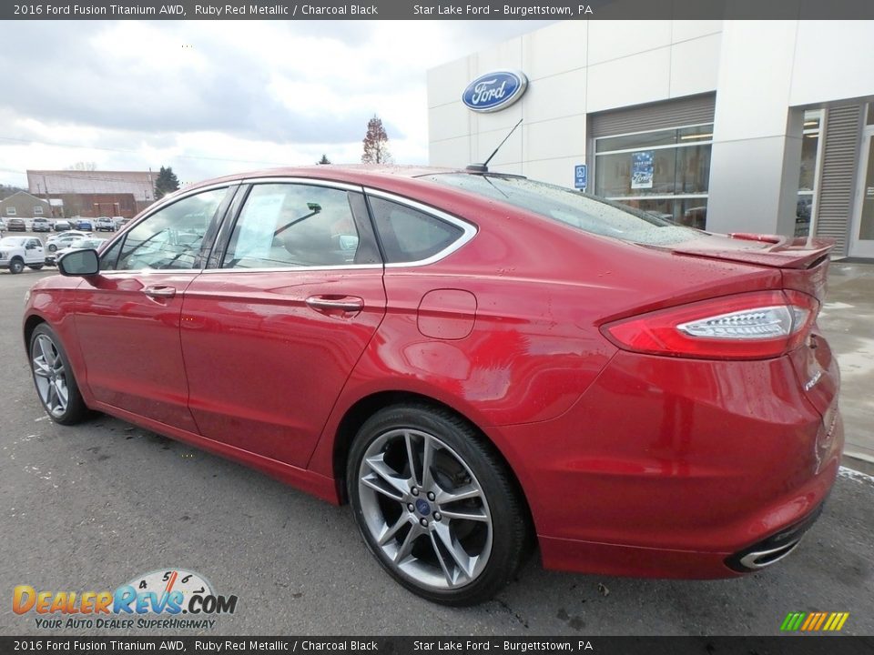 2016 Ford Fusion Titanium AWD Ruby Red Metallic / Charcoal Black Photo #7