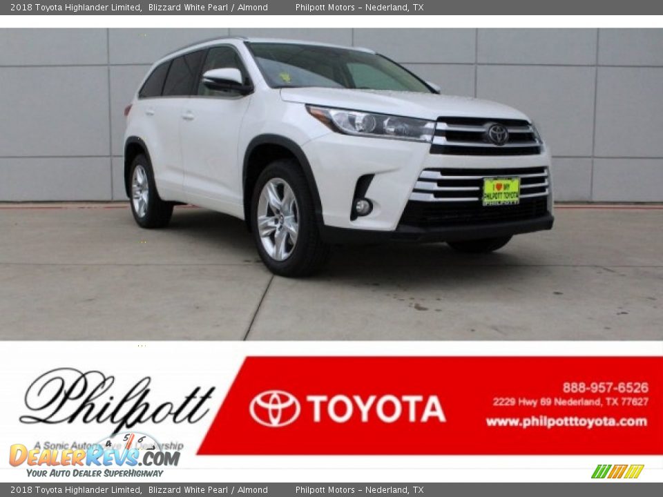 2018 Toyota Highlander Limited Blizzard White Pearl / Almond Photo #1