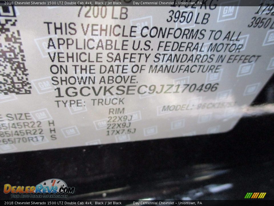 2018 Chevrolet Silverado 1500 LTZ Double Cab 4x4 Black / Jet Black Photo #20