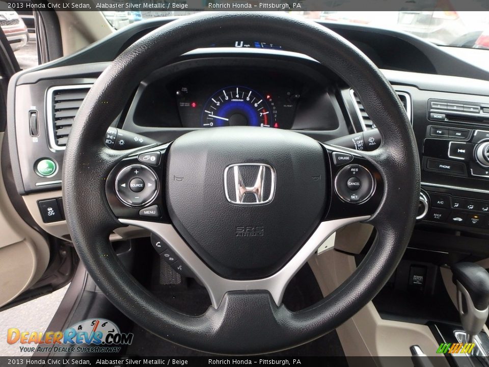 2013 Honda Civic LX Sedan Alabaster Silver Metallic / Beige Photo #21