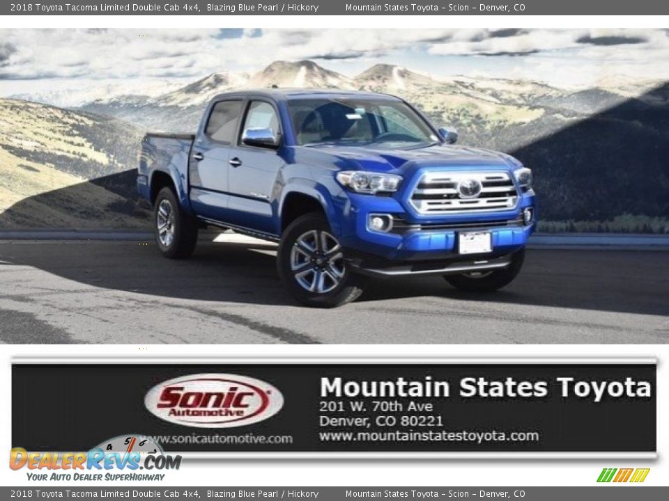 2018 Toyota Tacoma Limited Double Cab 4x4 Blazing Blue Pearl / Hickory Photo #1