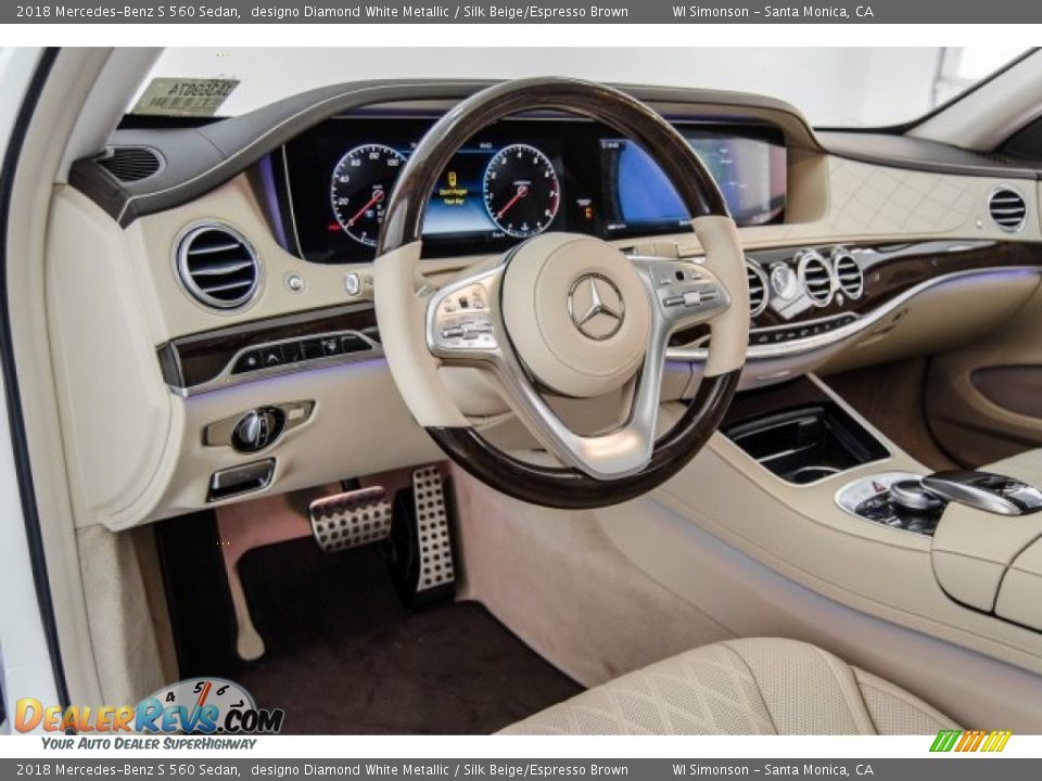 2018 Mercedes-Benz S 560 Sedan designo Diamond White Metallic / Silk Beige/Espresso Brown Photo #6