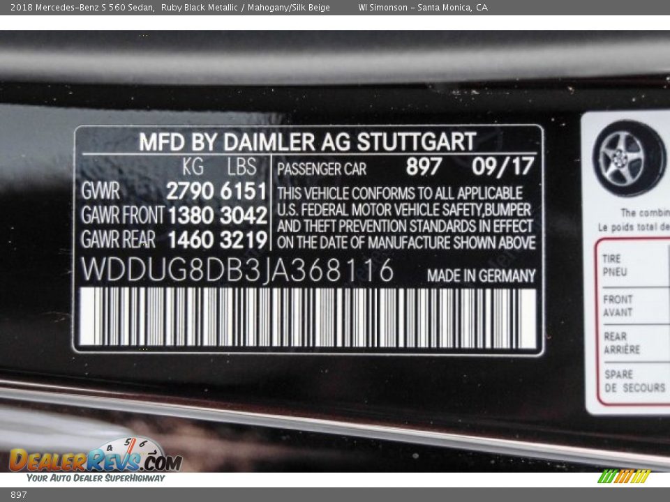 Mercedes-Benz Color Code 897 Ruby Black Metallic