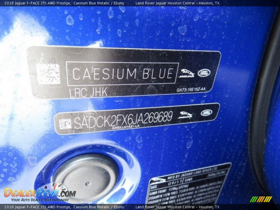 2018 Jaguar F-PACE 25t AWD Prestige Caesium Blue Metallic / Ebony Photo #25