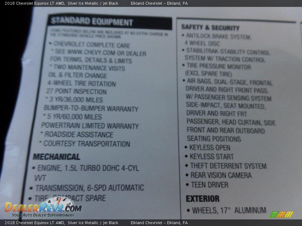 2018 Chevrolet Equinox LT AWD Silver Ice Metallic / Jet Black Photo #36