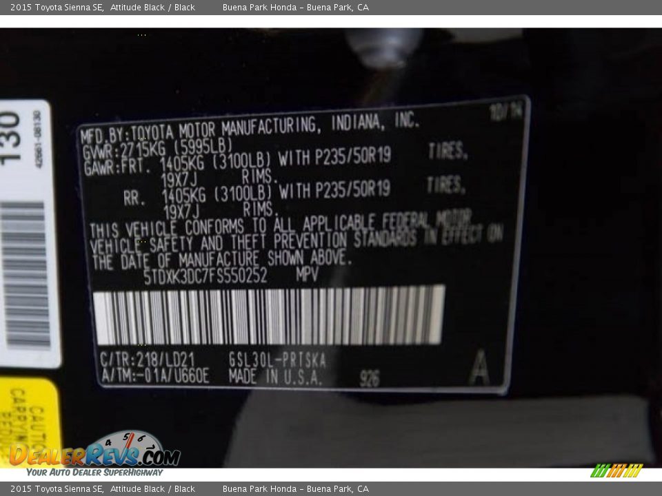 2015 Toyota Sienna SE Attitude Black / Black Photo #31