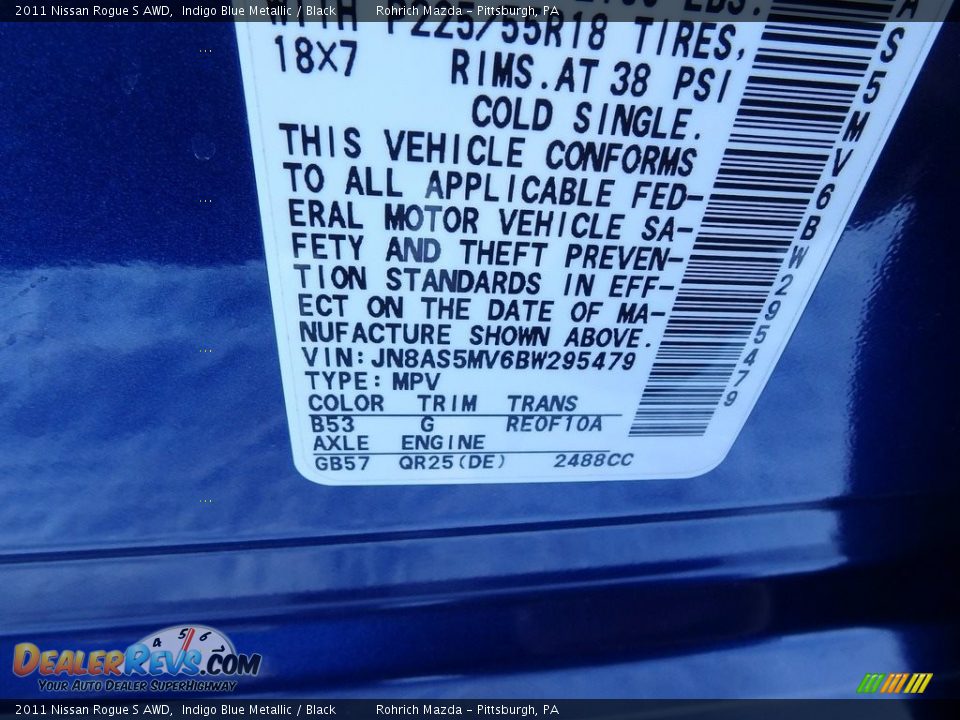 2011 Nissan Rogue S AWD Indigo Blue Metallic / Black Photo #27