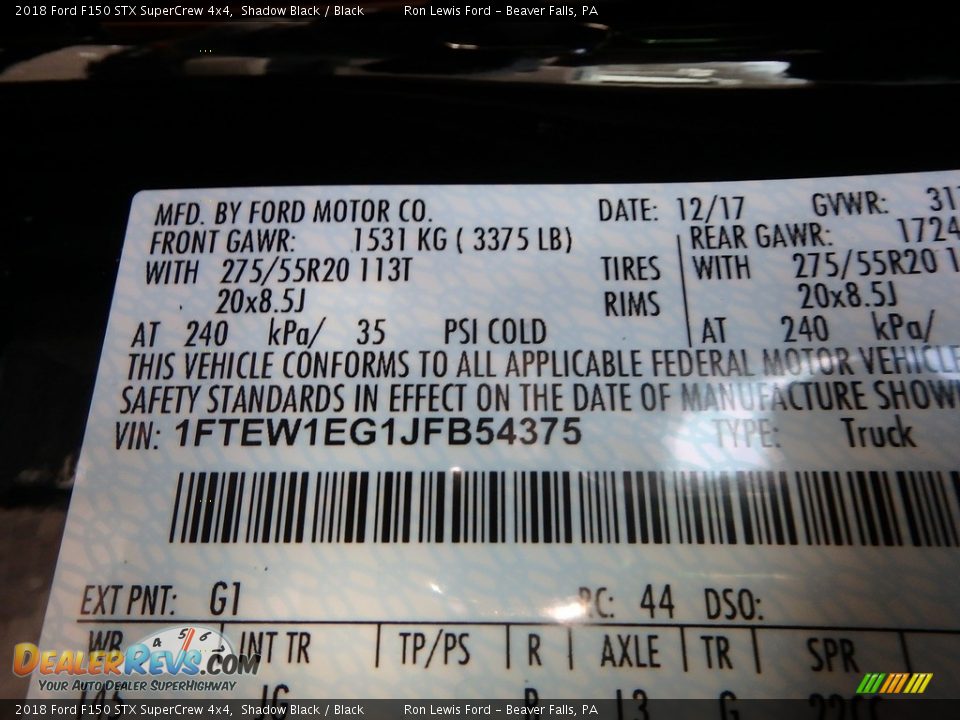2018 Ford F150 STX SuperCrew 4x4 Shadow Black / Black Photo #14