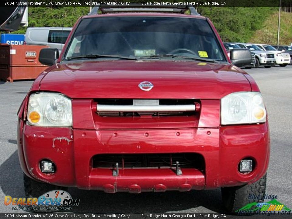 2004 Nissan Frontier XE V6 Crew Cab 4x4 Red Brawn Metallic / Gray Photo #4