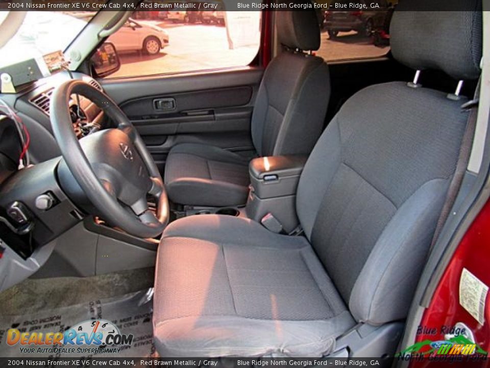 2004 Nissan Frontier XE V6 Crew Cab 4x4 Red Brawn Metallic / Gray Photo #11