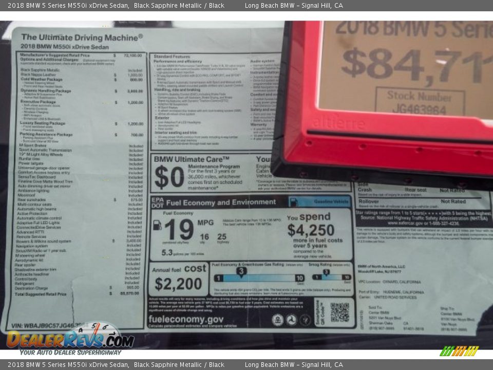 2018 BMW 5 Series M550i xDrive Sedan Black Sapphire Metallic / Black Photo #10