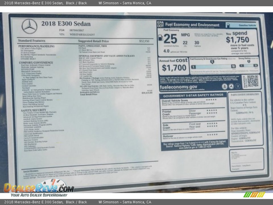 2018 Mercedes-Benz E 300 Sedan Black / Black Photo #11
