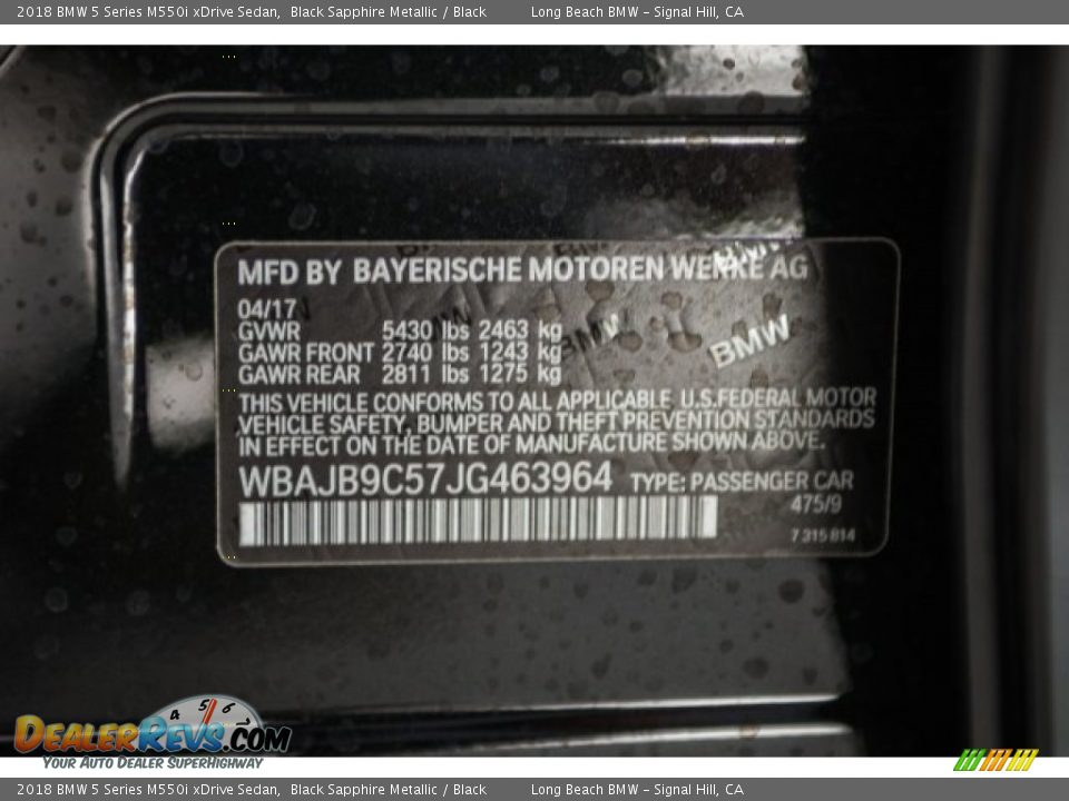 2018 BMW 5 Series M550i xDrive Sedan Black Sapphire Metallic / Black Photo #12