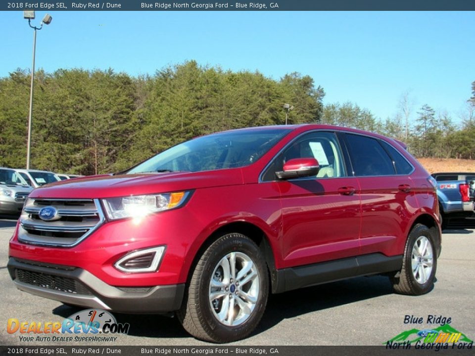 2018 Ford Edge SEL Ruby Red / Dune Photo #1
