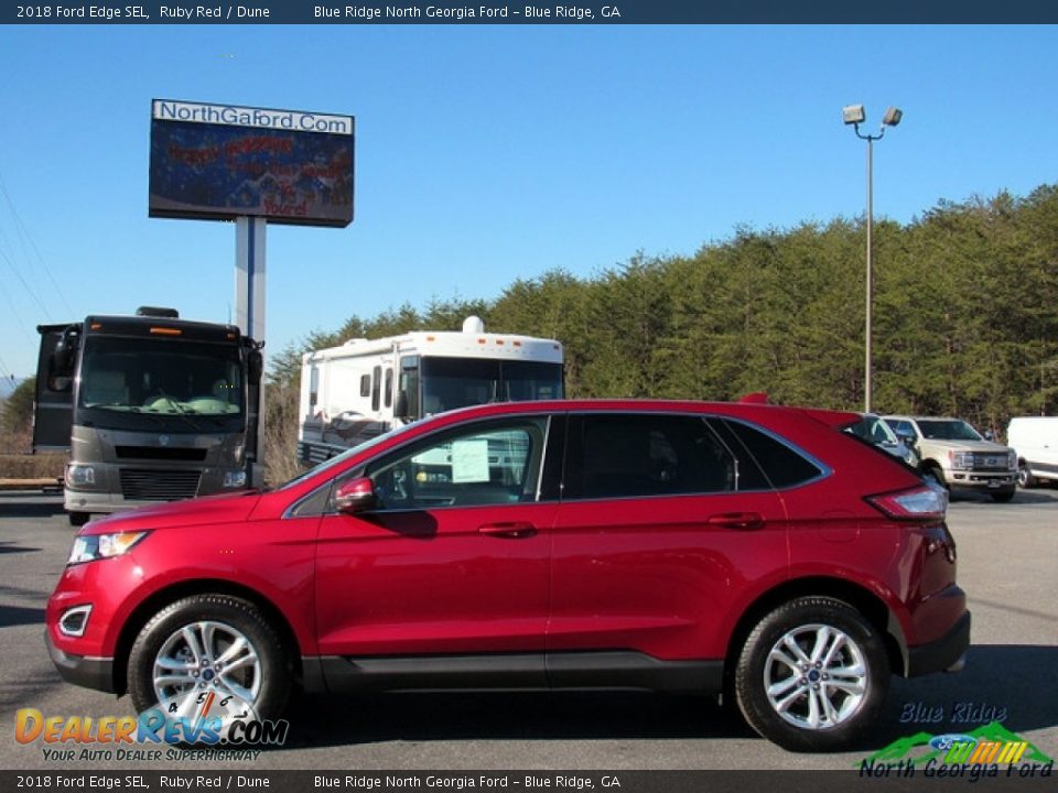 2018 Ford Edge SEL Ruby Red / Dune Photo #2