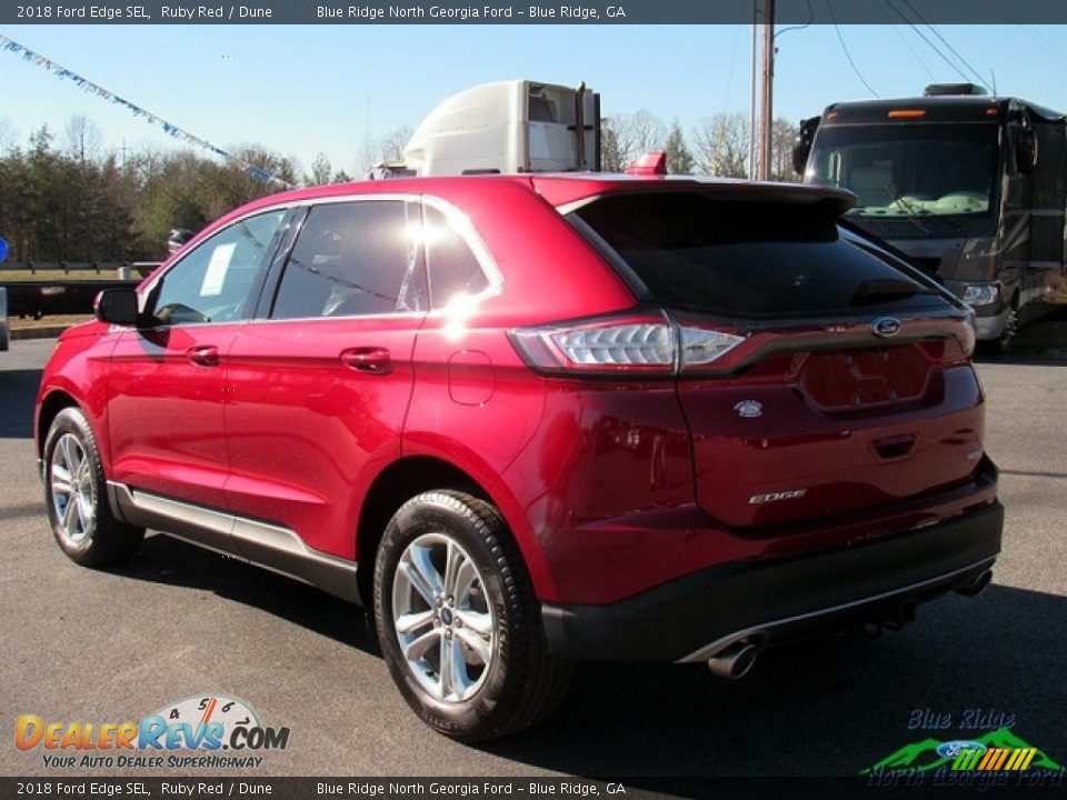 2018 Ford Edge SEL Ruby Red / Dune Photo #3